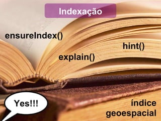 Indexação ensureIndex() explain() hint() índice geoespacial Yes!!! 