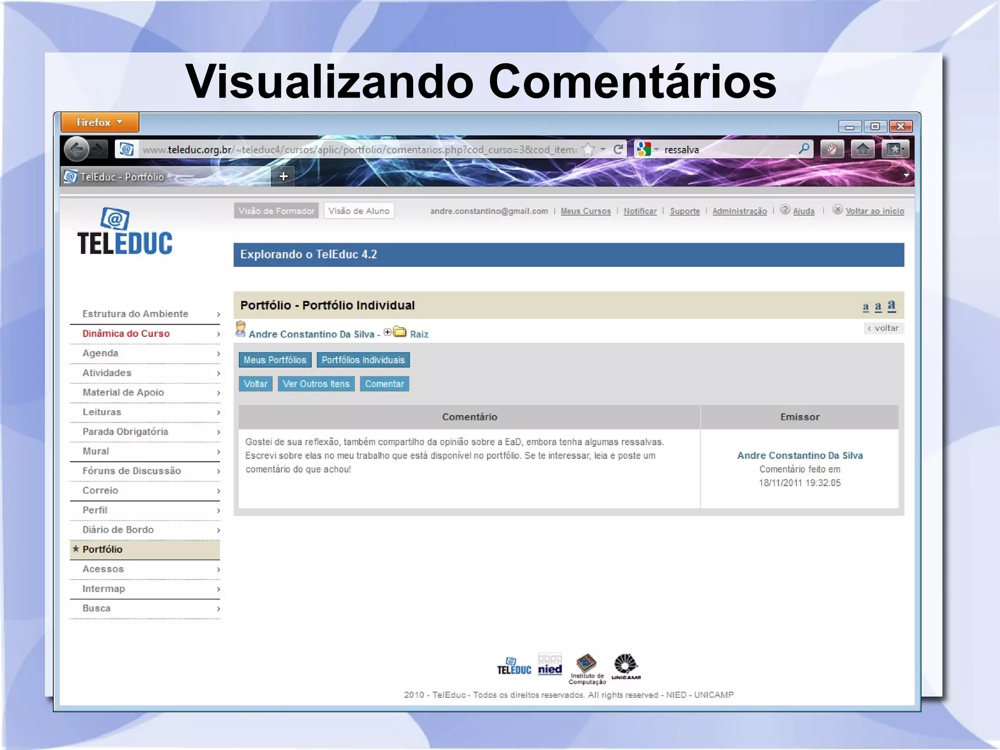 Visualizando Comentários 
 