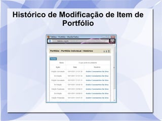 Histórico de Modificação de Item de 
Portfólio 
 