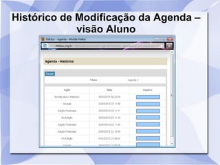Histórico de Modificação da Agenda –
visão Aluno
 