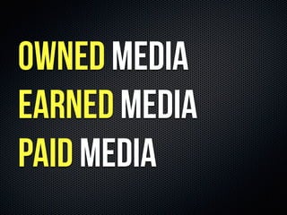 owned media
earned media
paid media
 
