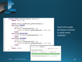 Qual informação
da classe Customer
é usada nesse
método?
 