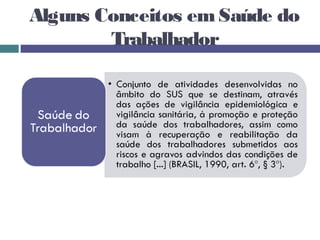 Alguns Conceitos em Saúde do
Trabalhador
 