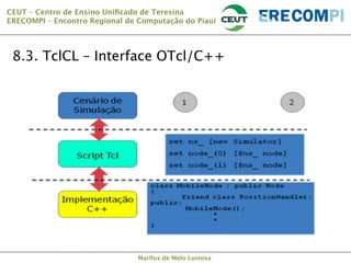 CEUT – Centro de Ensino Uniﬁcado de Teresina 
ERECOMPI – Encontro Regional de Computação do Piauí

8.3. TclCL – Interface OTcl/C++

Marllus de Melo Lustosa

 