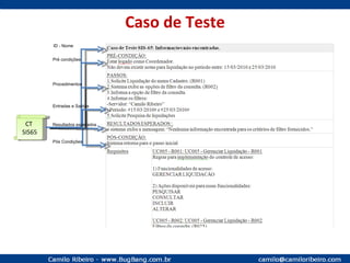 Caso de Teste CT  SIS65 ID - Nome Pré condições Procedimentos Entradas e Saídas Resultados esperados Pós Condições 