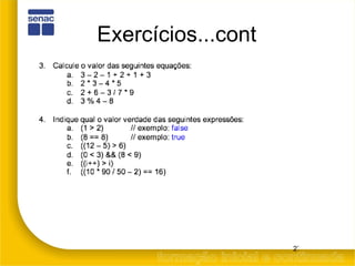 Exercícios...cont 
