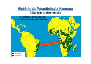 História da Parasitologia Humana
       Migração x distribuição
 