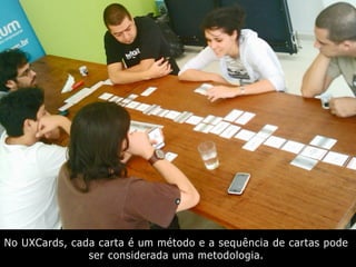No UXCards, cada carta é um método e a sequência de cartas pode
ser considerada uma metodologia.
 