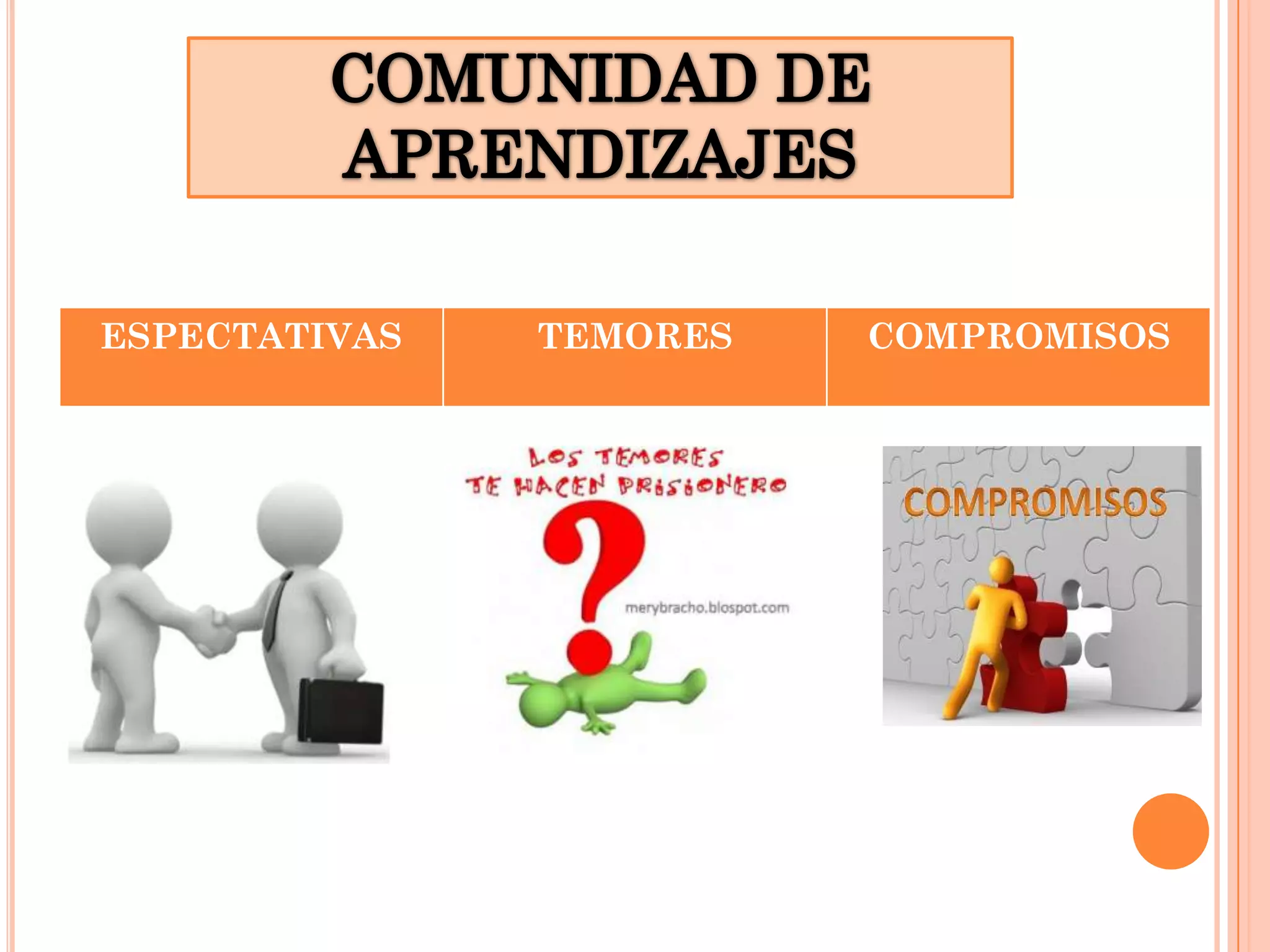 ESPECTATIVAS

TEMORES

COMPROMISOS

 