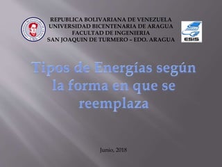 REPUBLICA BOLIVARIANA DE VENEZUELA
UNIVERSIDAD BICENTENARIA DE ARAGUA
FACULTAD DE INGENIERIA
SAN JOAQUIN DE TURMERO – EDO. ARAGUA
Junio, 2018
 
