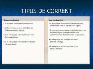 TIPUS DE CORRENT 