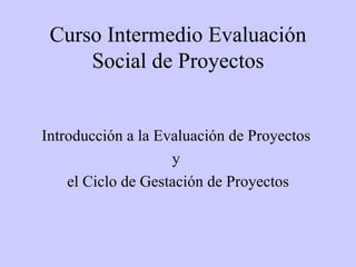 Curso Intermedio Evaluación Social de Proyectos ,[object Object],[object Object],[object Object]