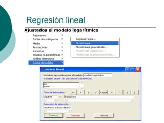 Regresión lineal
Ajustados el modelo logarítmico
 