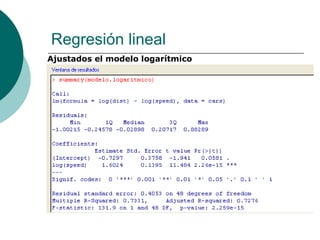 Regresión lineal
Ajustados el modelo logarítmico
 