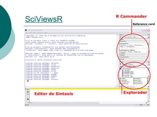 R Commander
SciViewsR                   Reference card




  Editor de Sintaxis     Explorador
 