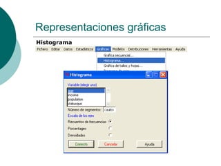 Representaciones gráficas
Histograma
 