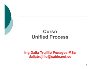 Curso
    Unified Process


Ing Dalia Trujillo Penagos MSc
   daliatrujillo@cable.net.co

                                 1
