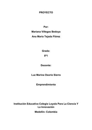 PROYECTO <br />Por:<br />Mariana Villegas Bedoya<br />Ana Maria Tejada Flórez<br />Grado:<br />8º1<br />Docente:<br />Luz Marina Osorio Sierra<br />Emprendimiento<br />Institución Educativa Colegio Loyola Para La Ciencia Y La Innovación<br />Medellín- Colombia<br />CONTENIDO<br /> <br />1. Introducción<br />2. Pulsoximetria/ oximetria de pulso<br />2.1. Historia<br />2.2. Pulsioximetro/oxímetro de pulso<br />2.2.1. Como es<br />2.2.2 como funciona<br />2.2.3. Para qué sirve<br />2.2.4. Como se utiliza<br />2.2.5 limitaciones del procedimiento<br />2.2.6. Riesgos del procedimiento<br />3. Valor Agregado<br />3.1. Mp3<br />3.1.1 ¿Qué es?<br />3.1.2  ¿Por qué?<br />3-1-3 Efectos en el ritmo cardiaco<br />3.2. Entrada De USB<br />3.2.1 ¿Qué es?<br />3.2.2 ¿Porque?<br />4. Conclusión<br />5. Bibliografia<br />INTRODUCCIÓN<br />Este proyecto es el inicio de un reto, que quisimos manifestar, y demostrarnos que somos competentes para realizar cosas señaladas  como difíciles, como el entender la importancia y el funcionamiento de un dispositivo medico, como lo es un pulsioxímetro, además lo vimos viable para presentar un nuevo modelo, dándole un valor agregado al mecanismo común, en este caso un reproductor de Mp3 y una entrada de USB.<br />Antes de comenzar este trabajo es importante hacer la diferenciación de los términos, oxímetro, oximetria, pulsoximetria y Pulsioximetro<br />Oxímetro y Pulsioximetro: Ambos son lo mismo, se refieren al instrumento con el cual se mide la saturación de oxigeno en la sangre.<br />Pulsioximetria Y Oximetria de pulso: es la manera en como se denomina el examen o procedimiento, con el fin de determinar la saturación de oxigeno en la sangre. <br />2.<br />OXIMETRÍA DE PULSO O PULSIOXIMETRÍA <br />La oximetría del pulso o pulsioximetría es un procedimiento que consiste  en la medición, no invasiva, del oxígeno transportado por la hemoglobina en el interior de los vasos sanguíneos. <br />La oximetría valora la saturación  de oxígeno, expresando  la cantidad de oxígeno que se combina en sentido químico, con la hemoglobina para formar oxihemoglobina, que es la molécula encargada de transportar el oxígeno hacia los tejidos. <br />Al medir la saturación de oxígeno estamos midiendo la cantidad de oxígeno  que se encuentra combinado con la hemoglobina, es por eso que esta medida es una medida relativa y no absoluta, ya que no indica la cantidad de oxígeno en sangre que llega a los tejidos, sino la relación existente entre la cantidad de hemoglobina presente y la cantidad  de hemoglobina combinada con oxígeno (oxihemoglobina). <br />Este examen, o procedimiento se realiza mediante un dispositivo, llamado Pulsioximetro, u oxímetro de pulso.<br />2.1.<br />Historia de la pulsioximetria:<br />En 1935 Matthes desarrollo el primer dispositivo de longitud de onda para medir la saturación de oxigeno con filtros rojos y verdes, los cuales luego fueron cambiados a filtros rojos e infrarrojos. Este fue el primer dispositivo para la medición de la saturación de oxígeno. <br />En 1949 Wood adicionó una capsula a presión para exprimir la sangre fuera de la oreja y así obtener la puesta en cero en un esfuerzo por obtener la saturación absoluta de oxigeno cuando la sangre era readmitida. El concepto era similar al Pulsioximetro actual pero fue difícil de implementar debido a las fotoceldas y fuentes de luz inestables. Este método no fue usado clínicamente. En 1964 Shaw ensambló el primer oximetro de medición absoluta usando ocho longitudes de onda de luz, comercializado por Hewlett Packard, su uso fue limitado a funciones pulmonares y a laboratorios de sueño, esto debido a su costo y tamaño.<br />La Pulsioxiometría fue desarrollada en 1974, por Takuo Aoyagi y Michio Kishi, bioingenieros de Nihon Kohden usando la relación de absorción de luz roja a infrarroja de componentes pulsantes en el sitio de medición. Un cirujano, Susumu Nakajima y sus asociados probaron por primera vez el dispositivo en pacientes, lo cual fue reportado en 1975. Este dispositivo fue comercializado por Biox en 1981 y Nellcor en 1983. Biox fue fundada en 1979 e introdujo el primer Pulsioximetro en 1981. Biox se enfocó inicialmente en cuidados respiratorios, pero cuando descubrió que sus dispositivos estaban siendo usados en quirófanos para monitorear los niveles de oxígeno, Biox expandió sus recursos de mercadeo para enfocarse en quirófanos a finales de 1982. Un competidor, Nellcor (ahora parte de Covidien, Ltd.), comenzó a rivalizar con Biox por el mercado de los quirófanos en 1983. Antes de la introducción de este dispositivo, la oxigenación de un paciente sólo podía ser medida por medio de gases en la sangre arterial, un único punto de medición, el cual toma algunos minutos de proceso en un laboratorio (En ausencia de oxigenación, los daños cerebrales comienzan en 5 minutos, con muerte cerebral posterior dentro de otros 10 a 15 minutos siguientes). Sólo en estados unidos fueron gastados 2 billones anuales en está medición. Con la introducción de la Pulsioximetría, fue posible la medición no invasiva y continúa de la oxigenación del paciente, revolucionando la práctica de la anestesia y mejorando en gran medida la seguridad del paciente.<br />En 1987, el estándar de cuidado para la administración de la anestesia general en los Estados Unidos, incluyó la Pulsioximetría. El uso del Pulsioximetro se extendió rápidamente en el hospital, primero en quirófano y posteriormente en las salas de recuperación y unidades de cuidados intensivos. La Pulsioximetría es de gran valor en la unidad de neonatos donde los pacientes precisan la determinacion continua del nivel de oxigenación, pues pueden presentar efectos secundarios por exceso de oxigeno.<br />En 2008, la precisión y capacidad del pulsioximetro fue mejorada y se adoptó el término Pulsioximetria de alta resolución (HRPO) por parte de MASIMO y Dolphin Medical. Un área de particular interés es el uso de la Pulsioxiometría en la realización de detección y pruebas de apnea del sueño de forma portátil y en casa. <br />En 2009, fue introducido el primer Pulsioximetro para la yema del dedo con conectividad Bluetooth por parte de Nonin Medical, permitiendo a los médicos monitorear el pulso y los niveles de saturación de oxigeno en sus pacientes. Este dispositivo permite que los pacientes puedan comprobar su estada de salud a través de registros en línea y el uso de sistemas de telemedicina para el hogar.<br />2.2<br />PULSIOXIMETRO (U OXIMETRO DE PULSO)<br />¿Qué es el Pulsioximetro u oxímetro de pulso?<br />Este es un aparato por medio del cual se realiza la medición no invasiva del oxígeno transportado por la hemoglobina en el interior de los vasos sanguíneos.  <br />Este emite una luz que  la piel, hueso y sangre absorbe, provocando   en estos  una alteración, esto permite mandarle señales al circuito.<br />2.2.1<br />¿Cómo es?<br />Un oxímetro de pulso es un instrumento de medición particularmente conveniente y no invasivo. Normalmente, tiene un par de pequeños diodos emisores de luz (LED) de cara a un fotodiodo (Un fotodiodo es un semiconductor construido con una unión PN (Se denomina unión P-N a la estructura fundamental de los componentes electrónicos comúnmente denominados semiconductores, principalmente diodos y transistores), sensible a la incidencia de la luz visible o infrarroja) a través de una porción traslúcida del cuerpo del paciente, generalmente un dedo o el lóbulo de una oreja. Uno de los LED es de color rojo, con longitud de onda de 660 nm, y el otro está en el infrarrojo, 905, 910, o 940 nm.<br />2.2.2<br />¿Cómo funciona?<br />El pulsioxímetro se basa en que el color de la sangre varía dependiendo de lo saturada de oxígeno que se  encuentre, debido a las propiedades ópticas del grupo hemo de la molécula de hemoglobina. Cuando la molécula de hemoglobina libera oxígeno, pierde su  color rosado, adquiriendo un tono más azulado y deja pasar menos luz roja. Así pues, el pulsioxímetro determina la saturación de oxígeno midiendo espectrofotométricamente el quot;
gradoquot;
 de azules de la sangre arterial y  expresa esta quot;
azulezquot;
 en términos de saturación. Dado que la cantidad de oxihemoglobina está relacionada con la coloración roja de la sangre, siendo ésta más fuerte cuánto más oxihemoglobina contiene la sangre, y más tenue cuanta menos oxihemoglobina hay presente. Debido a que la absorción de luz de los tejidos y de la sangre venosa es constante, cualquier cambio en la absorción de la luz, entre un tiempo dado y uno posterior, se debe exclusivamente a la sangre arterial. Los pulsioxímetros miden la relación, en un intervalo de tiempo, entre las diferencias de absorción de las luces rojas e infrarrojas. Esta relación se vincula directamente con la saturación de la oxihemoglobina.<br />  <br />2.2.3<br />¿Para qué sirve?<br />La pulsioximetría puede permitirnos evaluar si los niveles de oxígeno (o saturación de oxígeno) en la sangre son adecuados en diversas circunstancias como en una cirugía, otros procedimientos que involucren sedación (por ejemplo, la broncoscopio), el ajuste de oxígeno complementario según sea necesario, la eficacia de los medicamentos para los pulmones y la tolerancia del paciente a niveles mayores de actividad. Otras razones pueden incluir, entre otras, las siguientes:<br />ventilación mecánica: uso de un respirador para sustentar la respiración<br />apnea del sueño: períodos de interrupción de la respiración durante el sueño<br />problemas médicos, como infarto de miocardio, insuficiencia cardíaca congestiva, anemia, cáncer del pulmón, asma o neumonía<br />2.2.4<br />¿Cómo se utiliza?<br />La pulsioximetría puede realizarse de forma ambulatoria o como parte de su internación en un hospital. Los procedimientos pueden variar en función de su estado y de las prácticas de su médico.<br />En primer lugar deberá obtenerse información sobre la utilización correcta de cada modelo, y si es preciso saber adecuar las necesidades que tengamos al modelo correcto, ya que en el mercado hay muchos modelos distintos con un amplio abanico de posibilidades de trabajo a través de diferentes programas. <br />Eliminar pinturas de uñas en el caso de utilizar sensores de dedal. <br />Se colocará un dispositivo con forma de pinza llamado sonda (funciona como un broche para la ropa pero no pellizca) en el dedo o en el lóbulo de la oreja. Como alternativa, se le puede colocar una sonda adhesiva en la frente o en el dedo.<br />Se explicará al paciente en qué consiste la medición, insistiendo en la necesidad de mover el mínimo el dedo y no desplazar el sensor. <br />Se puede dejar colocada la sonda para un monitoreo continuo o se puede usar para obtener una sola lectura.<br />A menos que se vaya a realizar un monitoreo continuo, se quitará la sonda después de la prueba.<br />Realizar la medición lejos de una fuente de luz importante, focos, etc. <br /> Los sensores de clip no deben comprimir en exceso, ya que podría alterar la medición.<br />Hay que elegir el dispositivo según el tamaño del paciente. Hay sensores para niños y adultos.<br />Utilizar un lugar bien prefundido que cubra completamente el detector del sensor:<br />ADULTOS: <br />- Dedos corazón o anular de la mano no dominante. Si lleva una arteria radial canalizada, poner ahí el sensor siempre que la lectura sea correcta (así sólo inmovilizamos una mano).<br />- Puede ponerse en el pie (dedo al lado del gordo del pie), pero hay que verificar que no tenga mala circulación en las extremidades inferiores.<br /> <br />NIÑOS: (de menos de 20 Kg. de peso) <br />- porción media del pie.<br />- sobre el dedo gordo del pie o sobre el pulgar.<br />- Si el paciente tiene mala circulación periférica, intentar en el lóbulo de la oreja o incluso sobre la nariz.<br />2.2.5<br />LIMITACIONES DE LA PULSIOXIMETRÍA<br />• Alteraciones de la hemoglobina (MetHb o COHb).  <br />• Colorantes y pigmentos en la zona de lectura (uñas pintadas).  <br />• Fuentes de luz externa.  <br />• Hipoperfusión periférica.  <br />• Anemia.  <br />• Aumento del pulso venoso.  <br />• No detecta hiperóxia.  <br />• No detecta hiperventilación. <br />Los aparatos actuales son muy fiables, cuando el paciente presenta saturaciones superiores al 80%. Las situaciones que pueden dar lugar a lecturas erróneas son: <br />1. Anemia severa: la hemoglobina debe ser inferior a 5 mg/dl para causar lecturas falsas.  <br />2. Interferencias con otros aparatos eléctricos.  <br />3. Contrastes intravenosos, pueden interferir si absorben luz de una longitud de onda similar a la de la hemoglobina.  <br />4. Luz ambiental intensa: xenón, infrarrojos, fluorescentes...  <br />5. Mala perfusión periférica por frío ambiental, disminución de temperatura corporal, hipotensión, vasoconstricción... Es la causa más frecuente de error ya que es imprescindible para que funcione el aparato, que exista flujo pulsátil.  Puede ser mejorada con calor, masajes, terapia local vasodilatadora, quitando la ropa ajustada, no colocar el manguito de la tensión  en el mismo lado que el transductor. <br />  <br />6. El pulso venoso: fallo cardíaco derecho o insuficiencia tricuspídea.  El aumento del pulso venoso puede alterar  la lectura, se debe colocar el dispositivo por encima del corazón.  <br />9. La hemoglobina fetal no interfiere.  <br />10. Obstáculos a la absorción de  la luz: laca de uñas (retirar con <br />Acetona), pigmentación de la piel (utilizar el 4º dedo o el lóbulo de la Oreja).<br />2.2.6<br />Riesgos del procedimiento<br /> Los riesgos asociados con la pulsioximetría, o el uso de un pulsioxímetro son mínimos y poco frecuentes. Algunos son:<br />- La aplicación prolongada de la sonda puede lastimar el tejido en la zona de la aplicación. El adhesivo que se utiliza en las sondas que contienen adhesivo puede causar irritación de la piel.<br />- El uso de la pulsioximetría en casos de inhalación de humo o monóxido de carbono está contraindicado ya que la oximetría no puede distinguir entre la saturación de oxígeno normal en la hemoglobina y la saturación de carboxihemoglobina de la hemoglobina que se produce con la inhalación de humo o dióxido de carbono.<br />Algunos factores o estados pueden interferir con los resultados de la prueba. Estos incluyen, entre otros, los siguientes:<br />disminución del flujo sanguíneo en los vasos periféricos<br />luz directa en la sonda de oximetría<br />movimiento de la zona a la que está conectada la sonda<br />anemia grave (disminución de glóbulos rojos)<br />calor o frío extremo de la zona a la que está conectada la sonda<br />inyección reciente de colorante de contraste<br />fumar tabaco<br />Notas:<br />Lo que realmente medimos con los saturímetros (pusioximetros) se denomina SpO2 porque se mide en la periferia  del cuerpo humano, por Ej. El dedo o el lóbulo de la oreja.<br />El punto crítico que debe dar la señal de alarma es el de saturaciones inferiores al 95% (inferiores al 90 ó 92% (en reposo) cuando existe patología pulmonar crónica previa) estos pacientes deben recibir tratamiento inmediato. Sin embargo, en la práctica médico deportiva observamos como deportistas  de alto nivel y sin patología cardiopulmonar manejan Saturaciones inferiores al 88%, sin clínica respiratoria aparente.<br />25336520320<br />30670569215<br />3.<br />Valor Agregado<br />3.1<br /> (MP3)<br />3.1.1<br />¿Qué es?<br />Es un formato de compresión digital de audio; popularmente se le llama mp3 a las canciones mismas o grabaciones que emplean este formato. El objetivo de esta compresión es reducir la cantidad de espacio ocupado en un medio digital para almacenar grabaciones, sin perder considerablemente calidad en el sonido. Debido a esta compresión, por ejemplo, es que un CD con música mp3 puede contener muchísimas más canciones que un CD con música en el formato tradicional.<br />3.1.2<br />¿Por qué?<br />Ambicionamos presentar un nuevo dispositivo medico un poco más lucrativo, donde las persona además le tener la facilidad de obtener informes constante de su ritmo cardiaco, podrá relajarse un con su música.<br />3.1.3<br />Efectos en el ritmo cardiaco<br />La música estimula nuestra mente y  espíritu, y aunque no creas nuestro ritmo cardiaco, esto se da ya que las ondas emitidas por el sonido.<br />Investigaciones en el nuevo campo de la Neurocardiología muestran que el corazón es un órgano sensorial y un sofisticado centro para recibir y procesar información. El sistema nervioso dentro del corazón (o el “cerebro del corazón”) lo habilita para aprender, recordar, y para realizar decisiones funcionales independientemente de la corteza cerebral. Por otra parte, numerosos experimentos han demostrado que las señales que el corazón envía constantemente al cerebro influyen en las funciones de los centros más importantes de este, aquellos que involucran a los procesos de percepción, de conocimiento y a los emocionales. Aparte de la extensa red de comunicación nerviosa que conecta al corazón con el cerebro y con el resto de cuerpo, el corazón transmite información al cerebro y al cuerpo interactuando a través de un campo eléctrico.<br />El corazón genera el más poderoso y más extenso campo eléctrico del cuerpo. Comparado con el producido por el cerebro, el componente eléctrico del campo del corazón es algo así como 60 veces más grande en amplitud, y penetra a cada célula del cuerpo. El componente magnético es aproximadamente 5000 veces más fuerte que el campo magnético del cerebro y puede ser detectado a varios pies de distancia del cuerpo con magnetómetros sensibles. El corazón genera series continuas de pulsos electromagnéticos en los cuales el intervalo de tiempo entre cada latido varia de forma dinámica y compleja. El siempre presente campo rítmico del corazón tiene una influencia poderosa en algunos procesos a lo largo del cuerpo. Hemos demostrado, por ejemplo, que el ritmo del cerebro se sincroniza con la actividad rítmica del corazón, y además, que durante la manifestación de sentimientos como el amor o el aprecio, la presión de la sangre y el ritmo respiratorio, junto con otros sistemas oscilatorios, se embarcan junto con el ritmo cardiaco.<br />3.2<br />(Entrada De USB)<br />3.2.1<br />¿Qué es?<br />Es un puerto que sirve para conectar periféricos a un ordenador.<br />Es una forma genérica de denominar a una interfaz a través de la cual los diferentes tipos de datos se pueden enviar y recibir.<br />3.2.2<br />¿Porque?<br />Pensamos que es necesario que las personas obtengan una recopilación o una estadística del ritmo cardiaco en un determinado tiempo, guardando la información en un computador portátil, entre otros elementos electrónicos.<br />Esta entrada tan facilita el almacenamiento de la música. <br />4. <br />CONCLUSIÓN <br />Por medio de este trabajo logramos entender tanto el funcionamiento como la utilidad de un pulsioximetro, y el examen de pulsometria propiamente<br />Obteniendo una mejor claridad con este.<br />  <br />Hemos determinado que este proyecto no se puede realizar con música, ya que esta interfiere el ritmo cardiaco interfiere con el ritmo cardiaco, por lo tanto mediante diferentes investigaciones continuaremos buscando<br />5.<br />Bibliografía <br />http://www.educagratis.org/moodle/login/index.php<br />http://perso.wanadoo.es/porgileru/EL%20PULSIOXIMETRO.htm<br />http://es.scribd.com/doc/20169774/Pulsoximetro<br />http://www.fisterra.com/material/tecnicas/pulsioximetria/pulsioximetria.pdf<br />http://www.quirumed.com/es/Catalogo/ver/450/Pulsioximetros<br />http://anestesiacendeisss.blogspot.com/2009/09/historia-del-pulsioximetro.html<br />http://www.monografias.com<br />