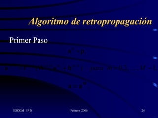 Algoritmo de retropropagación Primer Paso 