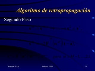 Algoritmo de retropropagación Segundo Paso 