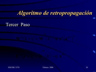 Algoritmo de retropropagación Tercer  Paso 