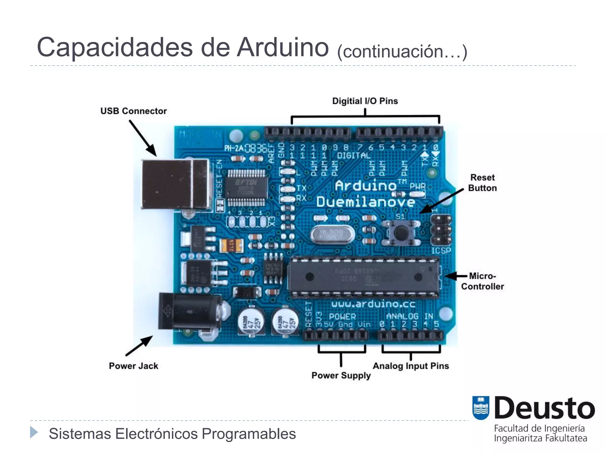 Sistemas Electrónicos Programables
Capacidades de Arduino (continuación…)
 