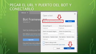 PEGAR EL URL Y PUERTO DEL BOT Y
CONECTARLO
 