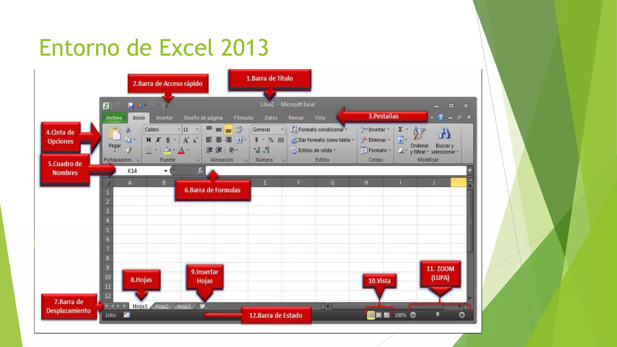 Entorno de Excel 2013
 