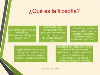 ¿Qué es la filosofía?
Lic. Rodrigo T. Ramírez Peña
 