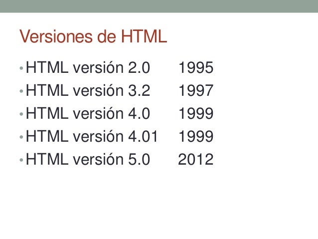 Resultado de imagen para versiones de html