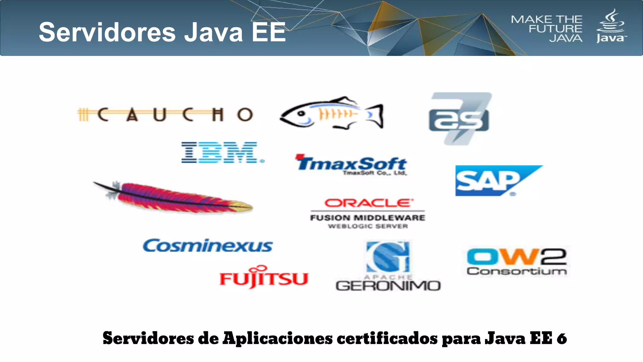 Servidores Java EE

Servidores de Aplicaciones certificados para Java EE 6

 