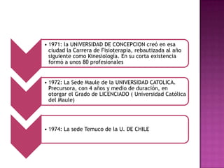 6 de mayo de 1969: Promulga la LEY DE COLEGIOS PROFESIONALES, Asociación de Kinesiólogos, junto a otras Asociaciones de ProfesionalesDía del kinesiólogo
