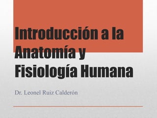 Introducción a la
Anatomía y
Fisiología Humana
Dr. Leonel Ruiz Calderón
 