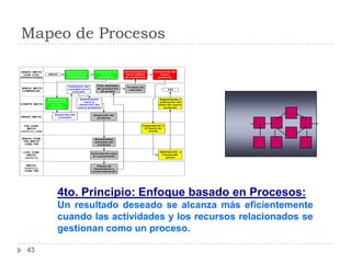 Mapeo de Procesos

INNOV, MKTG                 Exploración y           Generación de     Sincronización    Producción del
  COM, LOG,    INICIO       Detección de               ideas y         de la cadena         nuevo
OPERACIONES                 necesidades              conceptos        de suministro        producto



                                Validación del       Plan detallado
INNOV, MKTG                      Validación del                        Pruebas de
                                concepto en el       de producción                                FIN
 COMERCIAL                       concepto en el                         mercado
                                  mercado              de prueba
                                    mercado

               Autorización            Autorización                                        Seguimiento y
                                         Autorización
               del desarrollo             para el                                          evaluación del
COMITÉ, MKTG                               para el
                   de los              desarrollo del                                      éxito del nuevo
                                        desarrollo del
                conceptos             nuevo producto                                          producto
                                       nuevo producto

                    Desarrollo del                 Desarrollo del
INNOV, MKTG,          concepto                       producto


  FIN, COM,                                                                      Capacitación a
    MKTG                                                                          la fuerza de
(MARCA), LOG                                                                         ventas


INNOV, COM,                                        Rentabilidad
 FIN, MKTG                                         estimada del
  COM, FIN                                           producto


 LOG, COM,                                                                                  Distribución y
                                              Autorización para
   MKTG                                                                                      Comerciali-
                                               el Lanzamiento
  (MARCA)                                                                                       zación


   MKTG,                                             Planes de
  (MARCA),                                         lanzamiento y
  COM, FIN                                        comercialización




                      4to. Principio: Enfoque basado en Procesos:
                      Un resultado deseado se alcanza más eficientemente
                      cuando las actividades y los recursos relacionados se
                      gestionan como un proceso.

   43
 