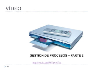 VÍDEO




        GESTIÓN DE PROCESOS – PARTE 2

         http://youtu.be/lPkYqX-ATvo |
66
 