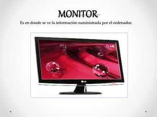 Es en donde se ve la información suministrada por el ordenador.
 