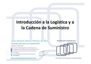 Introducción a la Logística y a
la Cadena de Suministro
http://creandovalorparasuorganizacion.es.tl/
Presentación realizada por:
 