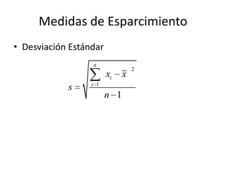 Medidas de EsparcimientoDesviación Estándar
