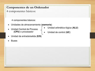 Componentes de un Ordenador
4 componentes básicos:
 