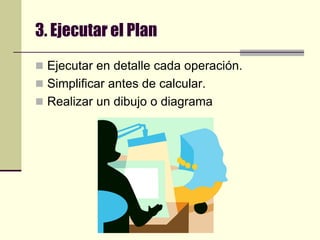 3. Ejecutar el PlanEjecutar en detalle cada operación.Simplificar antes de calcular.Realizar un dibujo o diagrama