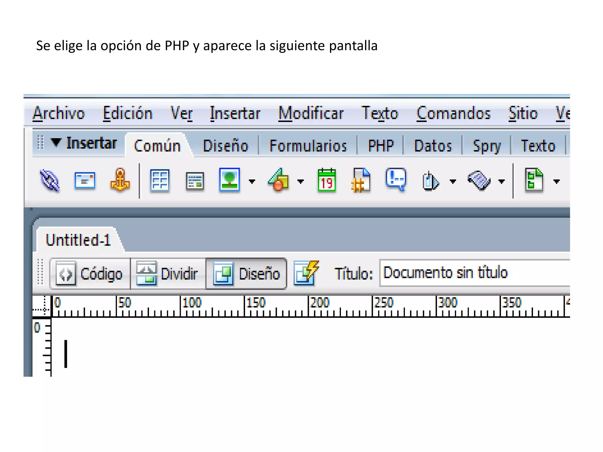 Se elige la opción de PHP y aparece la siguiente pantalla

 