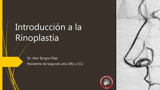 Introducción a la 
Rinoplastia 
Dr. Alan Burgos Páez 
Residente de Segundo año ORL y CCC 
 