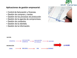 Aplicaciones de gestión empresarial:Control de facturación y finanzas.