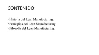 Introducción a Lean Manufacturing para Ingeniería Industrial y/o de la ...