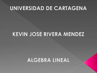 UNIVERSIDAD DE CARTAGENA KEVIN JOSE RIVERA MENDEZ ALGEBRA LINEAL 