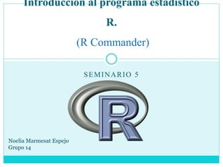 SEMINARIO 5
Introducción al programa estadístico
R.
(R Commander)
Noelia Marmesat Espejo
Grupo 14
 