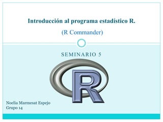 SEMINARIO 5
Introducción al programa estadístico R.
(R Commander)
Noelia Marmesat Espejo
Grupo 14
 