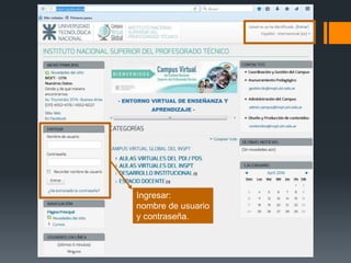 Ingresar:
nombre de usuario
y contraseña.
 