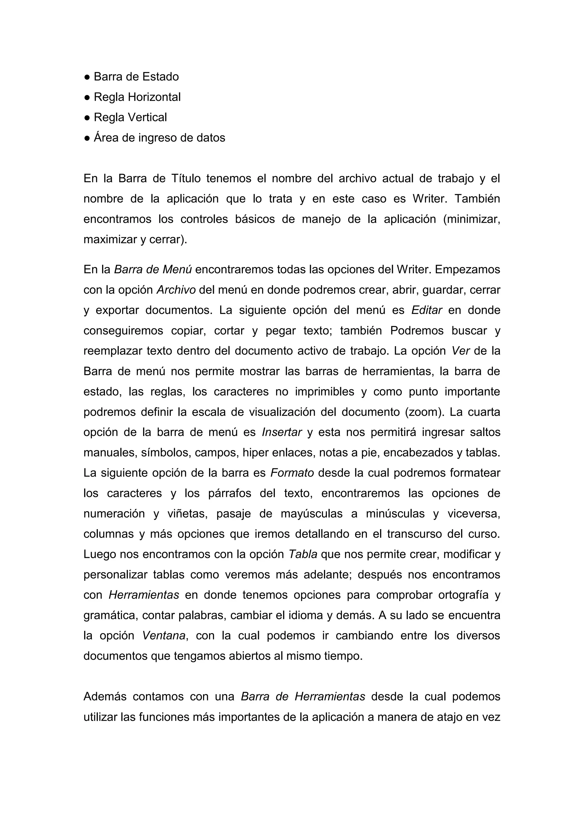 Introducción a Openoffice Writer