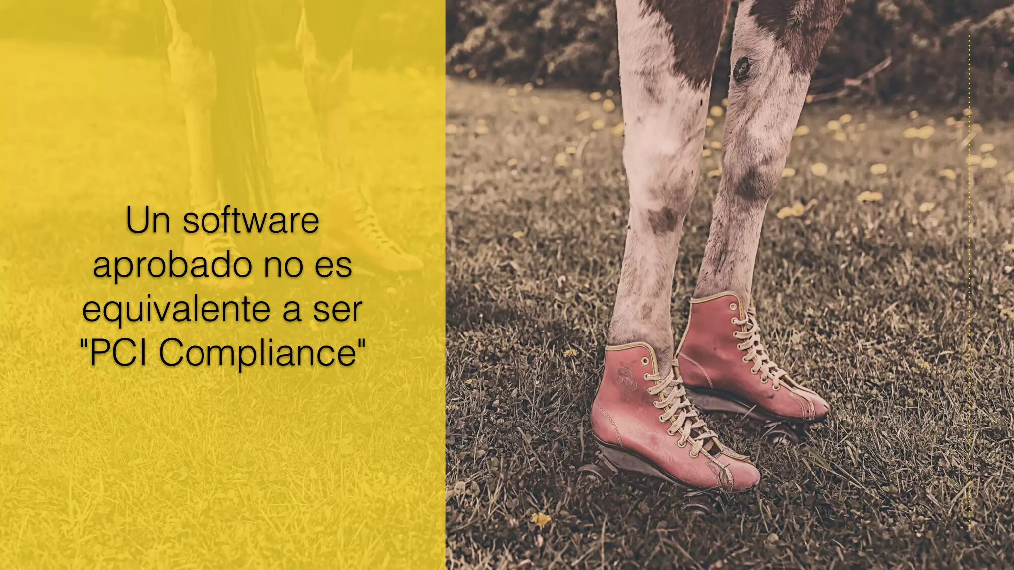 La forma más
segura de reducir
el alcance de PCI
DSS es
NO almacenar
los datos de los
tarjetahabientes
Un software
aprobado no es
equivalente a ser
"PCI Compliance"
 